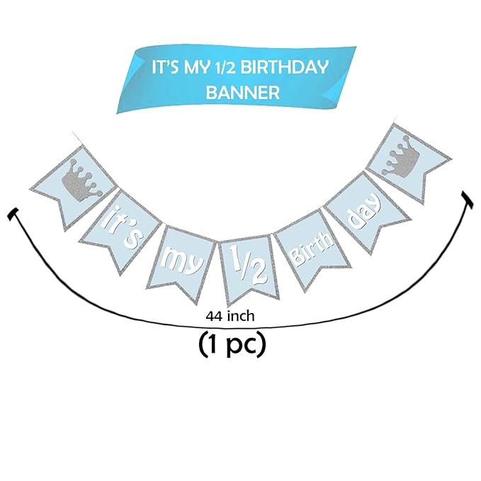 Party Propz Its My Half Birthday Banner(cardstock) - Set Of 1 Pc | Happy Half Birthday Banner(cardstock) | 1/2 Birthday Decorations for Boys | Half Months Bday Decorations for Boys, Kids | Decoration Items