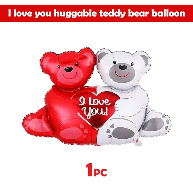 Party Propz Teddy Bear Theme Birthday Decorations -Set of 1 I Love You Foil Balloons | Anniversary Decoration Items | Love Teddy Foil Balloons | Birthday Decoration Items | Anniversary Balloons