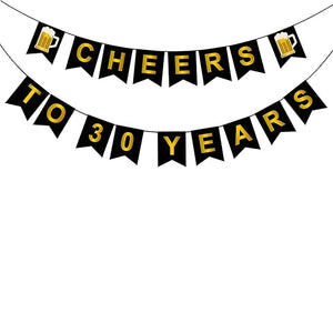 Party Propz Cheers To 30 Years Banner/Adult Happy Birthday Supplies/Age Banner For Birthday/Happy Birthday Reception.