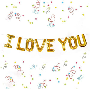 Party Propz I Love You Banner (cardstock) - I Love You Foil Banner For Decoration | Anniversary Decoration Items | Birthday Decoration | Anniversary Love Decoration | Anniversary Decoration