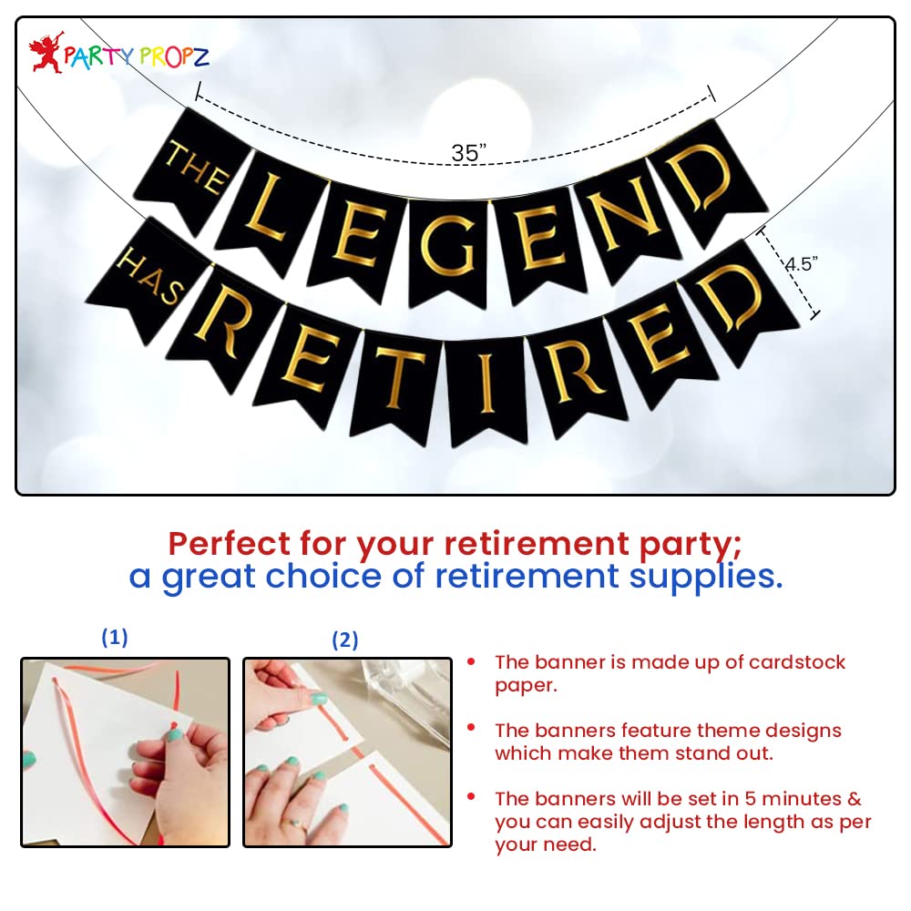 Party Propz Retirement Party Decorations - 61Pcs Happy Retirement Decoration Items | The Legend Has Retired Banner | Retirement Party Decorations for Dad ,Mom | Retirement Decoration for Men