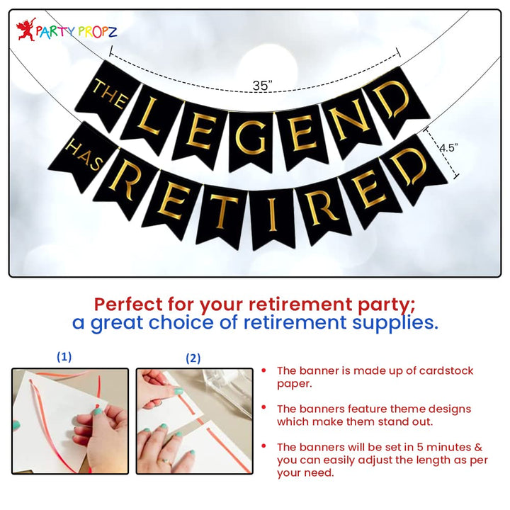 Party Propz Retirement Party Decorations - 61Pcs Happy Retirement Decoration Items | The Legend Has Retired Banner | Retirement Party Decorations for Dad ,Mom | Retirement Decoration for Men