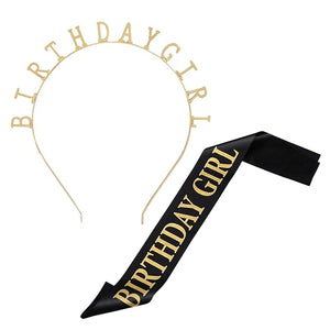 Party Propz Black Birthday Girl Sash and Head Band for Decorations Items/Birthday Gifts for Best Friend Girl/Bday Girls