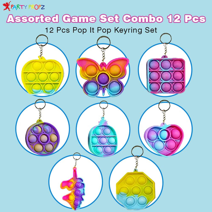 Party Propz Pop It Pop Keychain - Return Gifts for Birthday Party for Kids | Pop it Keychain Fidget Toys for Kids | Stress Relief Bubble Key Ring for Kids and Adults | Pop it Key ring