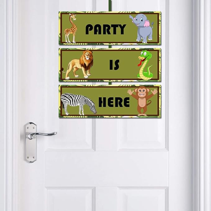 PARTY PROPZ JUNGLE BIRTHDAY DOOR BOARD FOR KIDS BIRTHDAY/JUNGLE THEME BASE DECORATION/JUNGLE BIRTHDAY SUPPLIES/JUNGLE BIRTHDAY DECORATION/JUNGLE DOOR BOARD DÉCOR