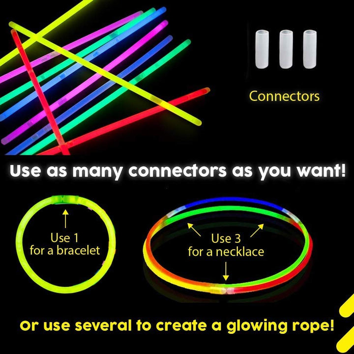 Party Propz Glow Sticks Band Bracelets -100Pcs Bulk Glowing Sticks Bands | Party Radium Tubes | Wrist Bracelet | Lumination Accessories | Fluorescent Led Stick | Neon Band for Decoration | Party stick