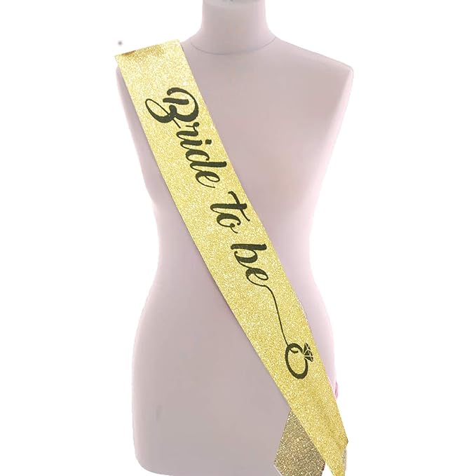 Party Propz Bride To Be Sash - Golden Glitter Sash For Bride To Be Party | Bride To Be Decoration Set Combo | Bachelorette Party Decorations | Bride To Be Sachet | Bride To Be Props For Bachelorette Party