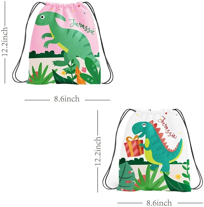 Party Propz Dinosaur Drawstring Bags for Return Gifts - 12Pcs Drawstring Bag for Kids Return Gift/Dinosaur Bags for Kids