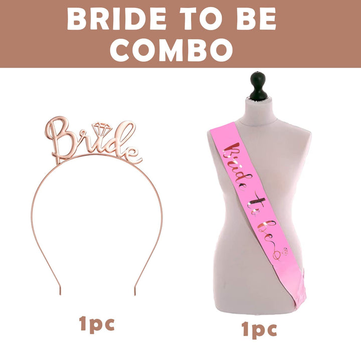 Party Propz Bride To Be Decoration Set Combo - 2pcs Bachelorette Party Decorations With Bride To Be Sash And Crown | Bridal Shower Decorations | Bride To Be Accessories | Bridal Shower Decorations Kit