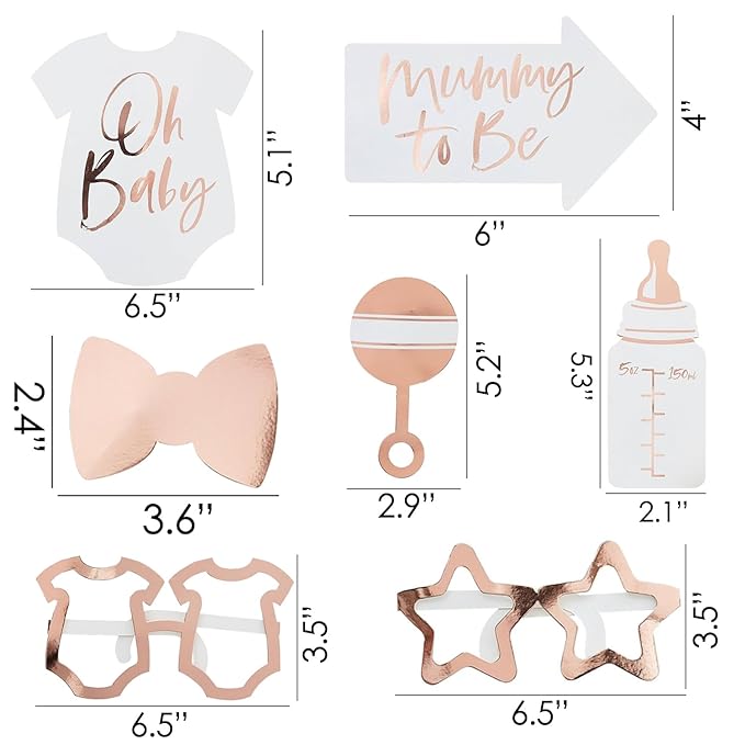 Party Propz Rose Gold Baby Shower Props- 10pcs Baby Shower Decoration Items | Maternity Props for Photoshoot | Baby Shower Accessories | Baby Shower Photoshoot Props | Mom to Be Props | Baby Shower