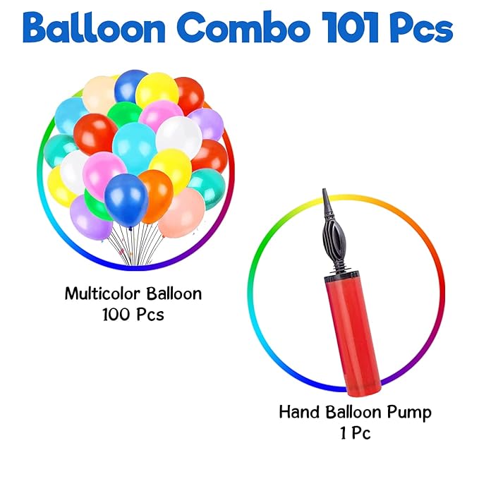 Party Propz Rubber Multicolor Balloons For Birthday - Pack Of 101Pcs, Happy Birthday Decoration Kit | Multicolor Balloons Decoration For Birthday | Balloon Decoration Kit | Birthday Decoration Items