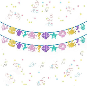 Party Propz Mermaid Theme Character Banner - Mermaid Character Banner | Mermaid Theme Birthday Decorations | Mermaid Birthday Decorations | Beach Theme Decoration Items | Mermaid Birthday Banner (Cardstock)