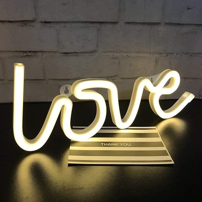 Party Propz Glass Love Neon Lights Or Neon Signs - Love Lights For Decoration,Room Decoration,Birthday Gift,Neon Signs Decor For Room Wall,Anniversary Decoration Items,Anniversary Gift For Boyfriend