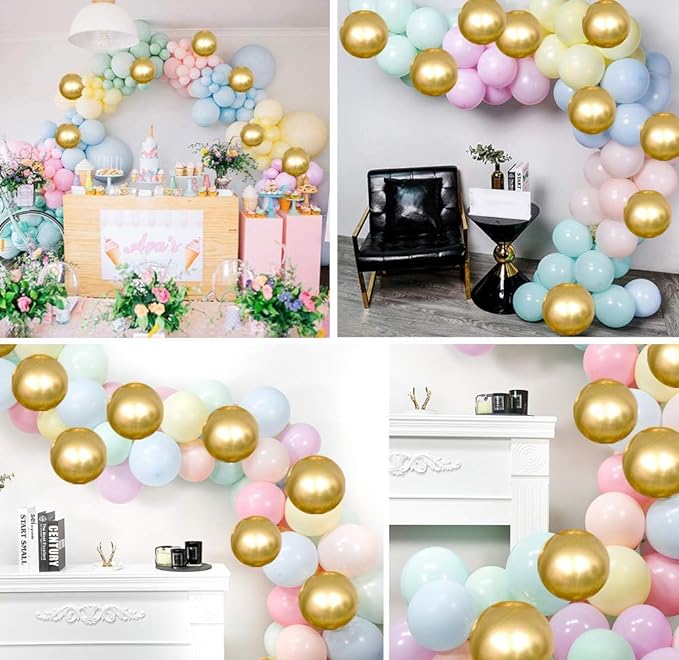 Party Propz Foil Birthday Decoration Balloon Party Decor Garland Arch Kit 135Pcs Set For Pastel Colour Happy Birthday Decorations Items/Baby Shower Decoration Items Set/Unicorn/Birthday Supplies