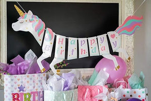 Party Propz Unicorn Happy Birthday Banner for unicorn party supplies