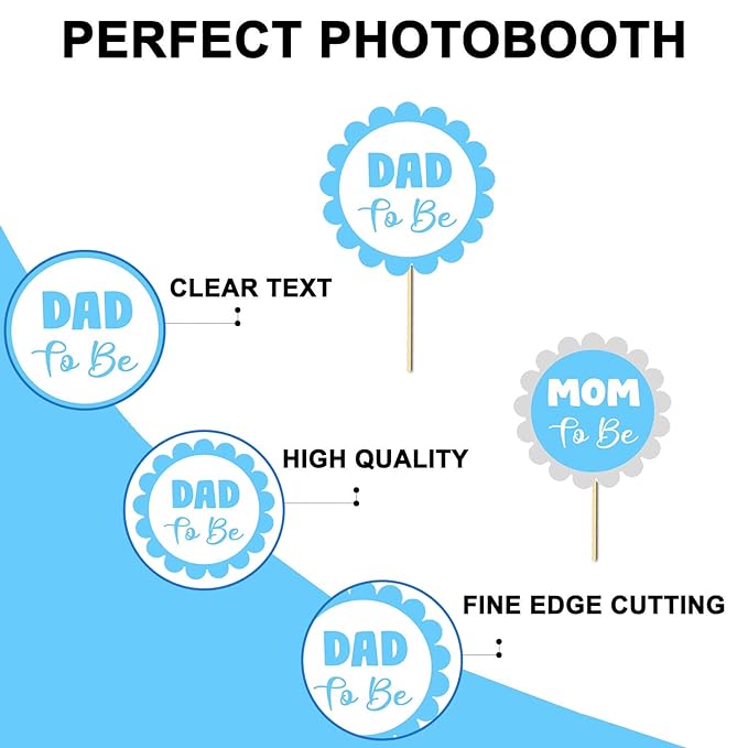 Party Propz Baby Shower Photobooth Props (cardstock)- Pack Of 14 Pcs, Baby Shower Decoration Items | Mom to Be Props | Baby Shower Party Favors | Props For Maternity Photoshoot | Dad To Be Props For Photoshoot | Baby Shower Decorations