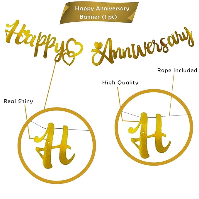 Party Propz Anniversary Balloons for Decoration - 63Pcs Happy Anniversary Decoration Items Kit | Happy Anniversary Balloons | Happy Anniversary Banner | Burgundy Balloons for Decoration