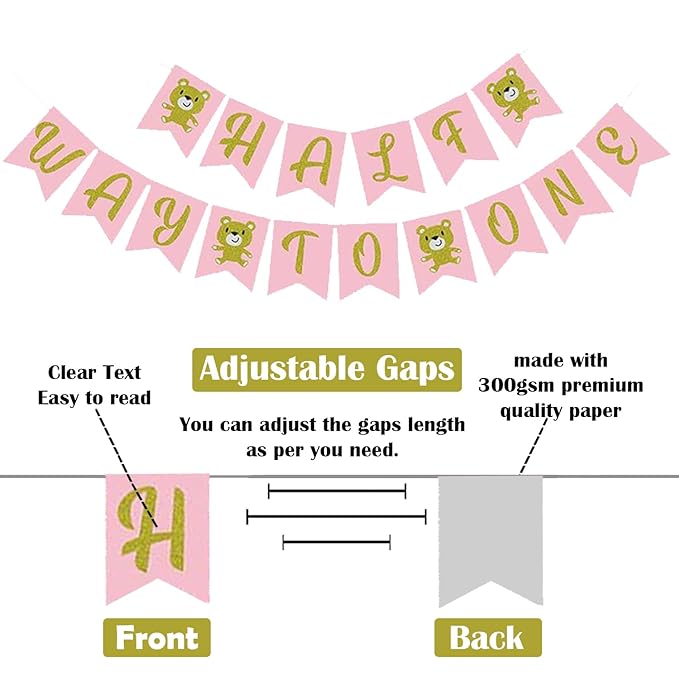 Party Propz Half Birthday Decorations For Baby Girl - Huge 87Pcs Combo|1/2 Birthday Decorations Balloons For Girls|Half Birthday Decoration|With Half Way To One Banner (Cardstock)|Pink