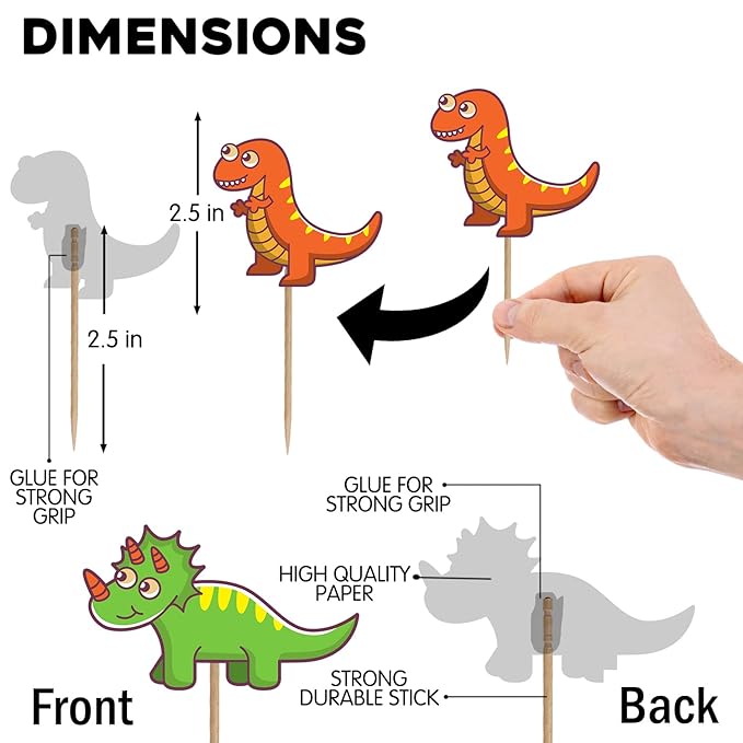 Party Propz Dinosaur Theme Cake Topper Decoration- 24Pcs For Kids|Dinosaur Theme Birthday Decorations|Cake Decoration Items|Dino Theme Cake Decoration Items|Dinosaur Cake Topper For Cake Decorations