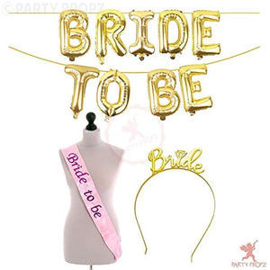 Party Propz Bride to Be Decoration Set Combo- 3Pcs Bride to Be Sash and Crown | Bride to Be Foil Banner (cardstock) | Bachelorette Party Decorations | Bridal Shower Decorations Kit | Bride to Be Props