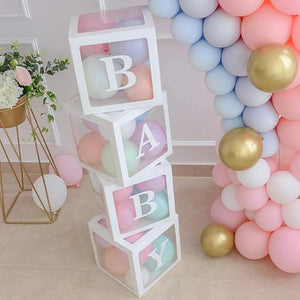 Party Propz Cardstock Baby Balloon Box For Baby Shower Decoration-4Pcs 1 Set 1St Birthday Decorations, Naming Ceremony, Half, 2Nd, 3Rd Bday, Cake Smash, Balloon Supplies