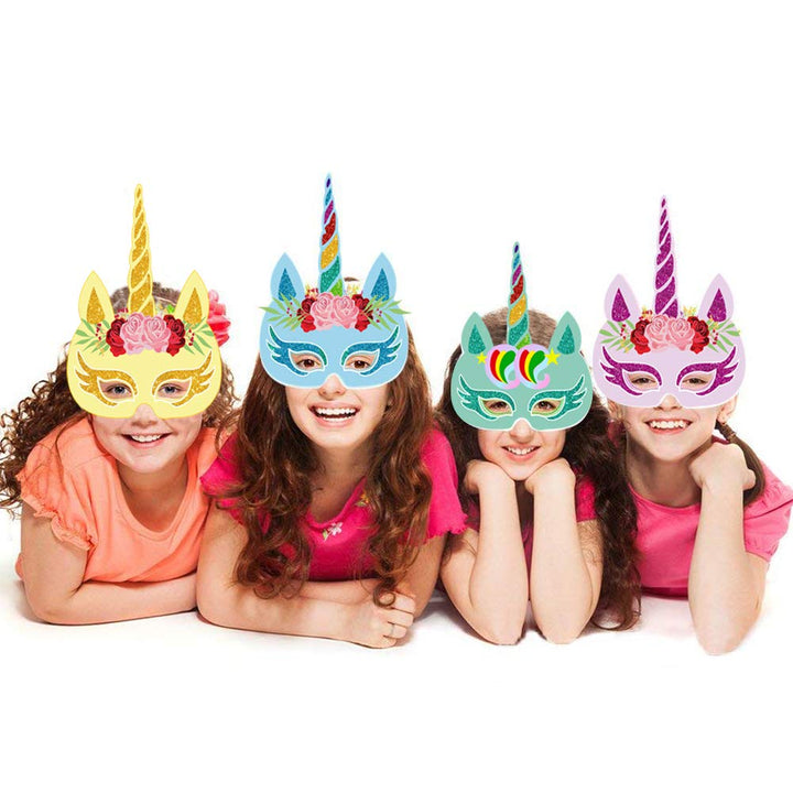 Party Propz Unicorn Birthday Mask -12 Pcs, Unicorn Mask For Kids Face | Birthday Caps For Kids | Unicorn Theme Birthday Masks For Kids Party | Unicorn Mask For Girls | Unicorn Return Gifts For Girls