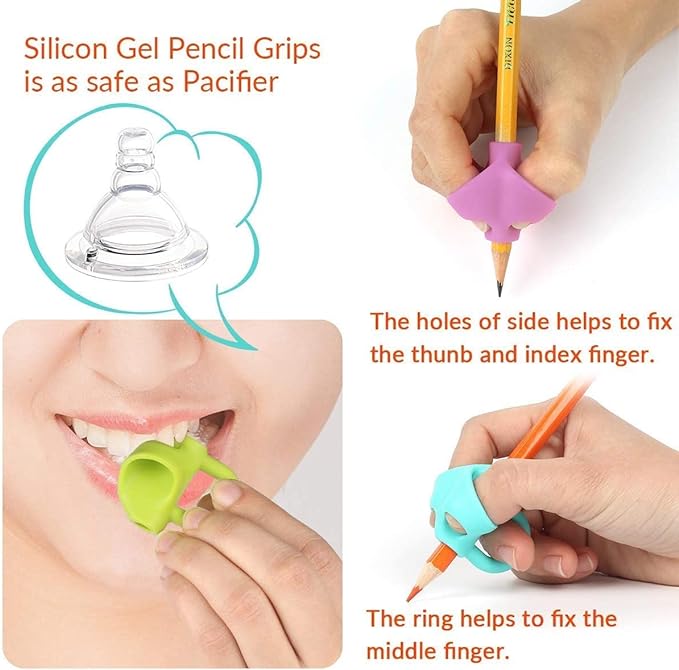 Party Propz Pencil Gripper For Kids Writing - 10Pcs Pencil Holder, Pen Holder Or Finger Grip Handwriting Pencil Grip Holder For Beginner, Kids 3 Years, preschoolers/Pen Holder For Kids