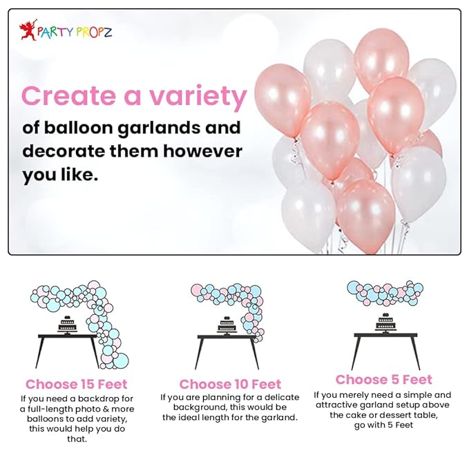 Party Propz First Birthday Decorations Girl-63 Pcs Set|Rose Gold 1St Birthday Decoration Baby|First Happy Birthday Decoration For Kids|Rose Gold Foil|Confetti Balloons|Birthday Banner (Cardstock)
