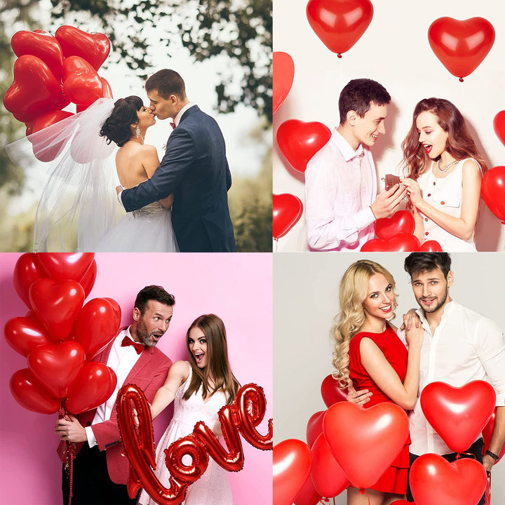 Party Propz Rubber Red Heart Balloons For Decoration - Pack Of 50 Heart Shape Balloons For Anniversary, Proposal, Wedding, Romantic Decoration|Love Balloons For Decoration|Red Heart Shaped Balloons