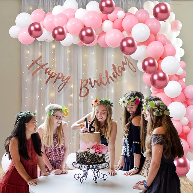 Party Propz Pink Theme Birthday Decorations For Girls - Combo Of 66pcs, Pink Balloons For Birthday Decoration | Birthday Decoration Items For Girl | Pink Balloons | Pink Theme Birthday Decorations