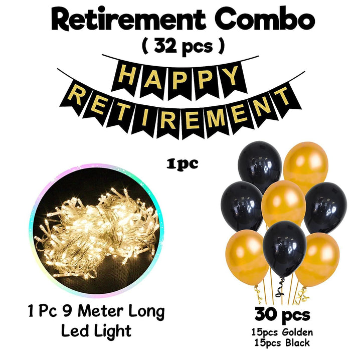 Party Propz Retirement Party Decorations - 32Pcs Happy Retirement Decoration for Men | Happy Retirement Banner (Cardstock) | Retirement Balloons Decoration | Retirement Party Decorations for Dad ,Mom