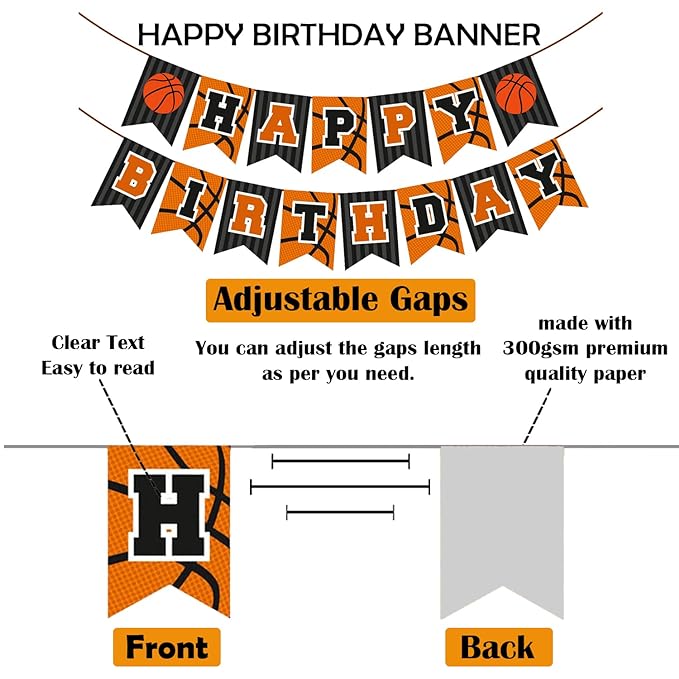 Party Propz Basketball Birthday Decoration Items- 1Pc | Birthday Banner For Boys, Girls | Happy Birthday Banner Basketball | Sports Theme Birthday Decoration | Birthday Decoration Items Red And Black