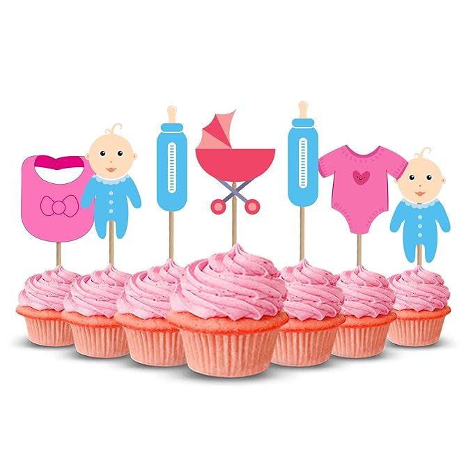 Party Propz Baby Shower Cup Cake Topper (Set of 14) / Baby Shower Cake Decoration/Happy Birthday Cake Topper/Baby Shower Party Supplies/Baby Shower Cup Cake Toppers Birthday