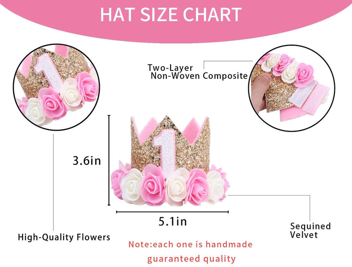 Party Propz 1st Birthday Hats for Kids- Set of 1 | Party Hats for Kids Birthday | Birthday Hats for 1st Birthday Decoration | Crown for 1 Year Baby Queen | Baby Birthday Items | Birthday Cap for Girls