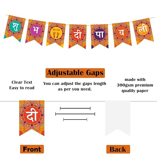 Party Propz Shubh Diwali Decoration Items - Happy Dipawali Combo | Happy Diwali Banner (cardstock) | Diya Lights | Diya Shape Banner | Diwali Lights For Decoration For Home | Happy Diwali Hangings