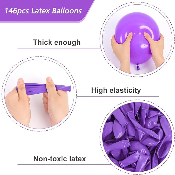 Party Propz Birthday Decoration Items for Girls - 67 Pcs, Purple Theme Happy Birthday Decoration Set | Birthday Decorations for Girl Women Wife With Purple, Golden, White Balloons, Glue Dot, Arch Roll