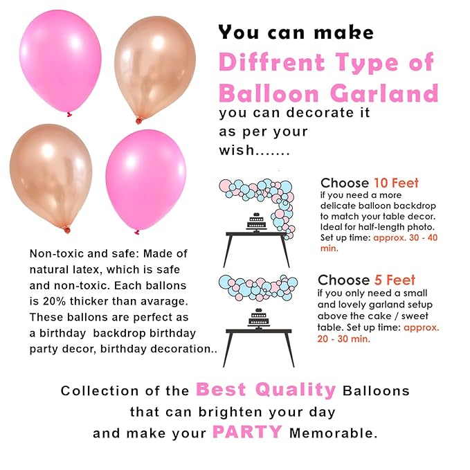 Party Propz Birthday Decoration Items For Girls - 47Pcs Happy Birthday Banner (Cardstock), Chrome Balloons for Birthday Decorations | Pink Birthday Decorations for Kids | Happy Birthday Decoration Kit