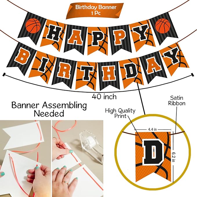Party Propz Basketball Birthday Decoration Items- 1Pc | Birthday Banner For Boys, Girls | Happy Birthday Banner Basketball | Sports Theme Birthday Decoration | Birthday Decoration Items Red And Black