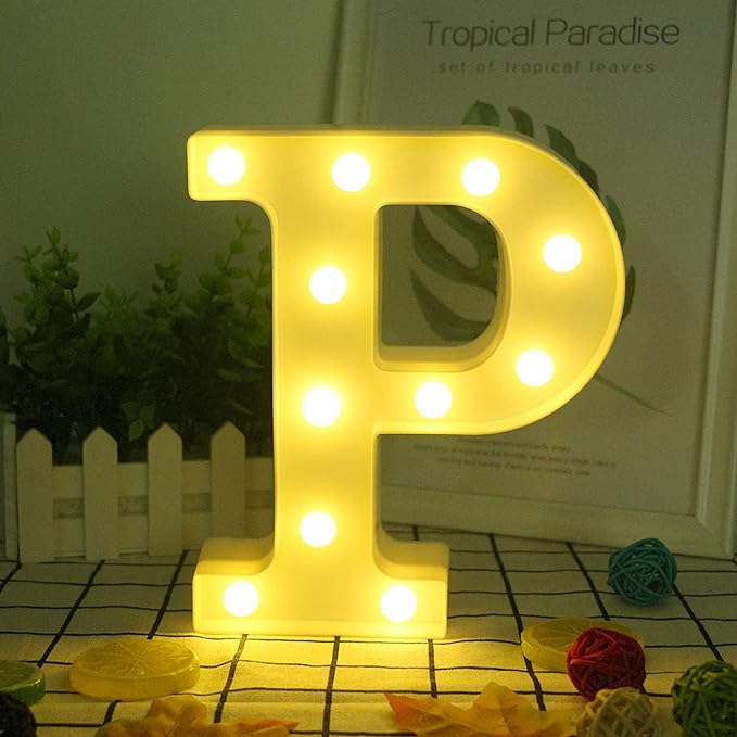 Party Propz Marquee Alphabet Light Letters for Room Decor Lights - (P) Led Lights for Room Decoration - Asthetic Decorations Letter Light for Room Decor Light/Kids Room Decor Items for Name Light