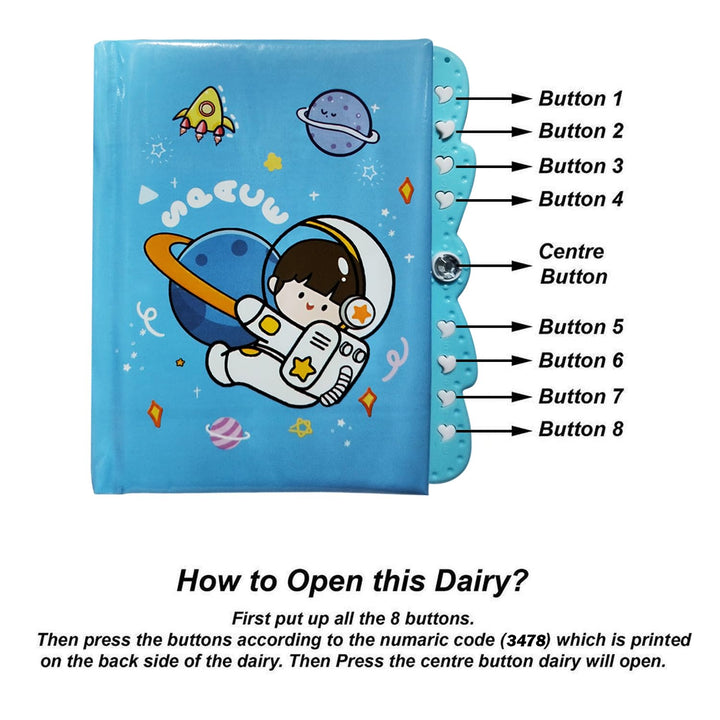 Party Propz Space Theme Password Diary -Set of 6pcs, Space Theme Return Gifts for Kids | Lock Diary for Kids | Lock Diary for Girls | Secret Diary with Lock | Return Gifts for Birthday | Lock Diary for Boys