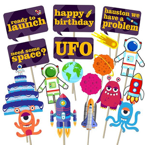 Party Propz Space Theme Birthday Decoration - 18pcs Space Theme Birthday Props / Space Theme Birthday Decoration Kit / Space Theme Props / Space Theme Birthday Props / Astronaut Theme Birthday Decoration / Astronaut Theme Photo Props