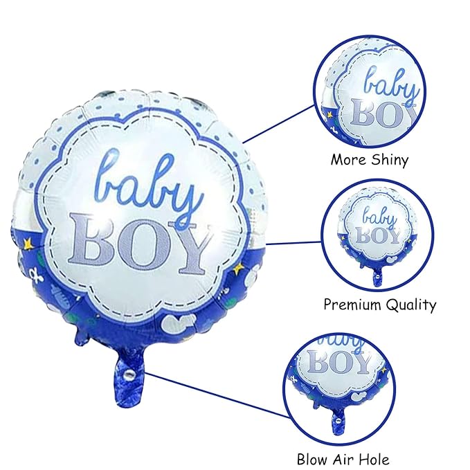 Party Propz Baby Shower Decoration Items- Set of 5 Pcs | Baby Shower Decorations With Star | Baby Boy Foil Balloon, Baby Balloons for Decoration | Baby Boy Balloon, Baby Boy Baby Shower Decorations