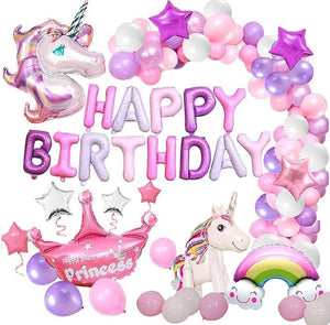 Party Propz Unicorn Birthday Decorations Balloons Combo Set with Foil Letters Banner (cardstock)s Balloon, Latex, 4D Unicorn, Set For Girls/Photoshoot Ideas/1st Baby Bday- Multicolor - 51 Pieces