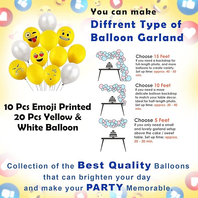 Party Propz Smiley Balloons for Birthday Decoration- Pack of 38 Pcs, Smiley Birthday Theme For Kids | Emoji Theme Birthday Decoration Kit | Happy Birthday Banner(cardstock) | Birthday Decoration Items