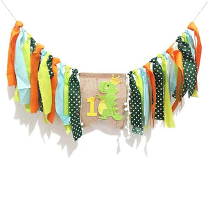 Party Propz Set of 1 Dinosaur Banner for 1St Birthday Decoration Multicolor