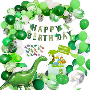 Party Propz Dinosaur Theme Birthday Decorations - 54 Pcs Dinosaur Birthday Decoration with Happy Birthday Banner (Cardstock) | Dinosaur Birthday Theme Decoration | Green Dinosaur Balloons for Birthday