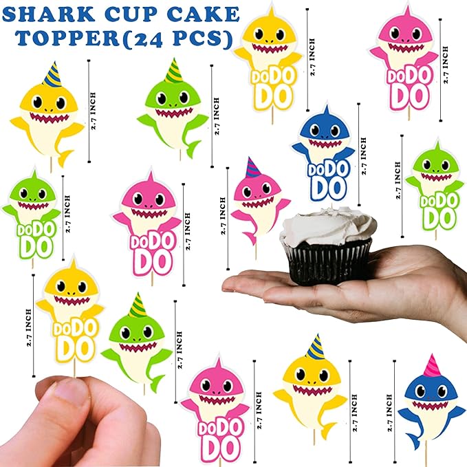 Party Propz Baby Shark Theme Birthday Decorations - 55Pcs, Multicolor Balloons | Baby Shark Birthday Decorations | Birthday Decoration Items For Girl | Shark Foil Balloons | Birthday Decoration Kit