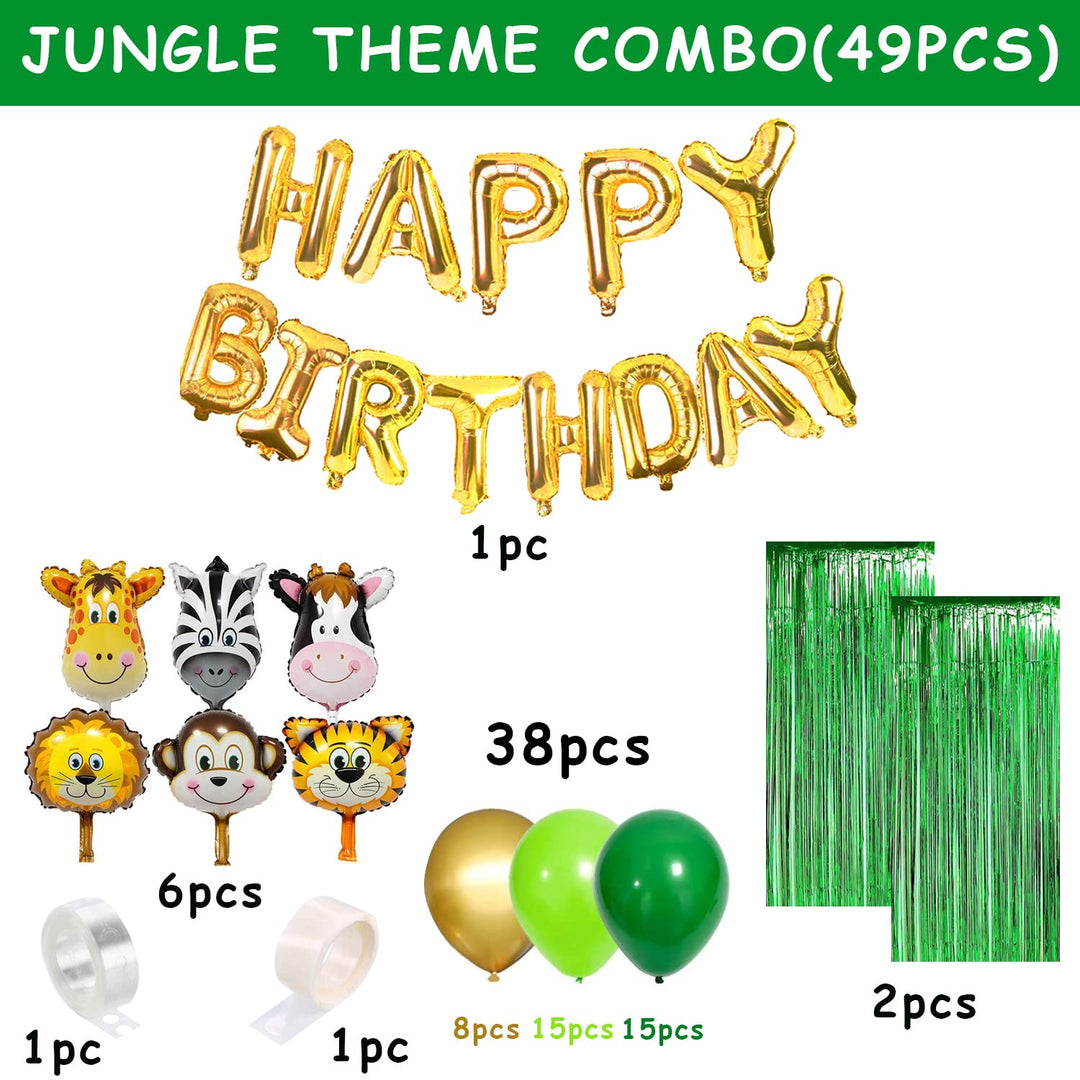 Party Propz Jungle Theme Birthday Decoration - 49 Pcs, Birthday Decoration Items For Boy, Girl | Animal Theme, Jungle Safari Theme Birthday Decoration For Kids | Forest Theme Birthday Decoration Kit