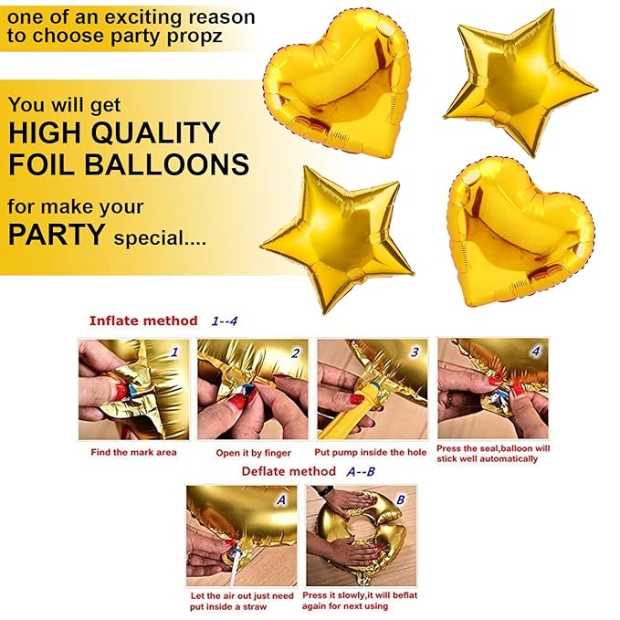 Party Propz 50th Birthday Party Decorations - Pack Of 16 Pcs, 50 Years Golden Jubilee Balloons With Foil & Confetti Balloons | 50th Birthday Decoration | 50th Birthday Party Decorations For Men