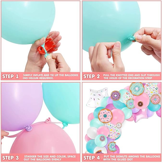 Party Propz Donut Theme Birthday Decorations - 87Pcs Donut Balloons for Birthday Combo Kit | Pastel Balloons for Birthday | 1st Birthday Decoration for | Birthday Decoration for Kids | Candy Theme